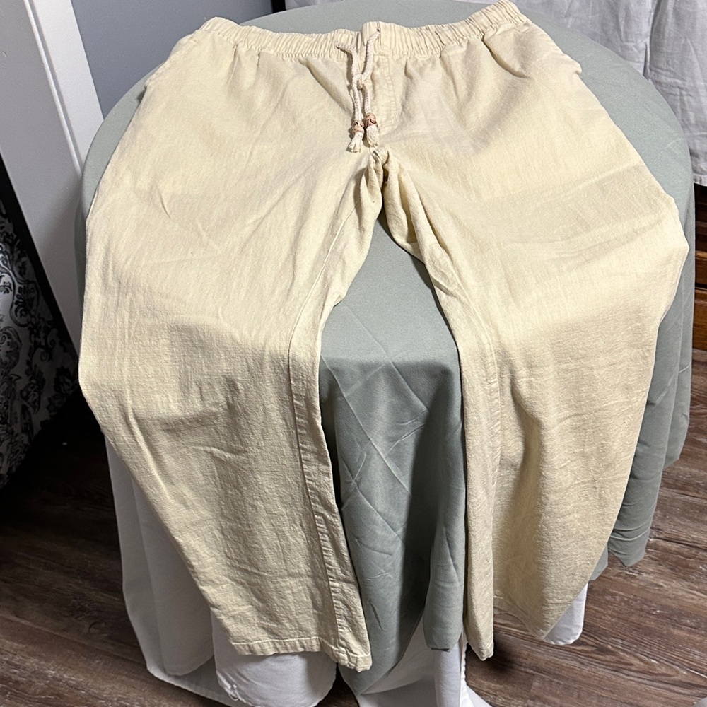 Cream Drawstring Pants
